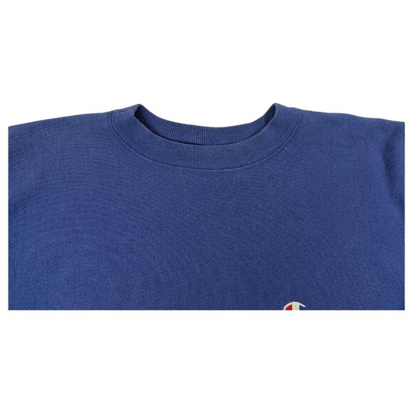 Vintage 90s Champion Reverse Weave Blue Blank Crewneck Sweatshirt Size L - Picture 6 of 12